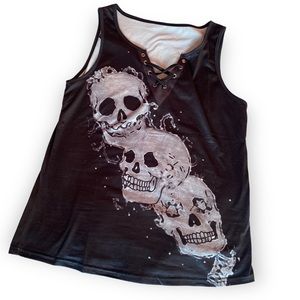 Small Skull Lace Front Tank Brand New
